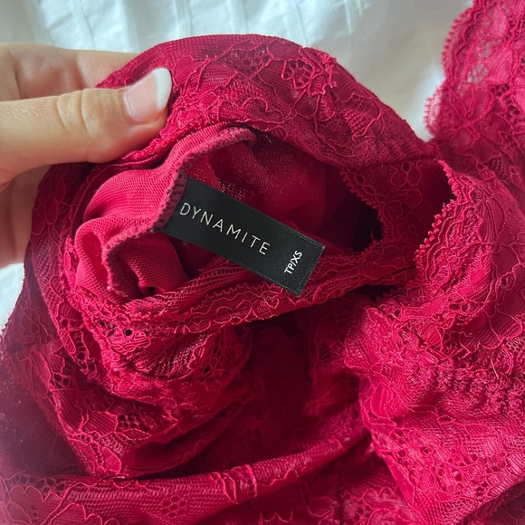 DYNAMITE XS Red Lace Bodysuit - Picture 4 of 4
